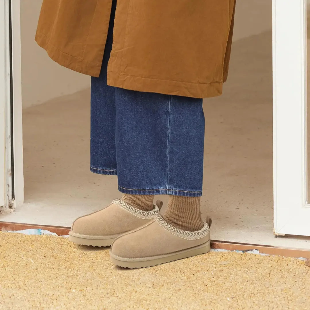 Women’s Suede Slippers – Fur Lined Indoor Outdoor House Shoes