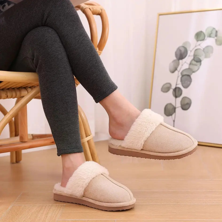 Alex Leather Fur Lined Mule Slippers – Warm Slip On Slippers