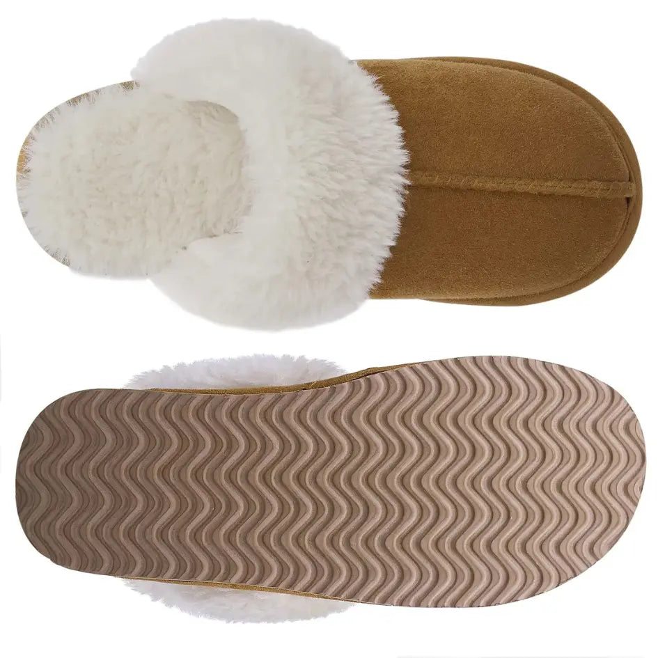 Alex Leather Fur Lined Mule Slippers – Warm Slip On Slippers