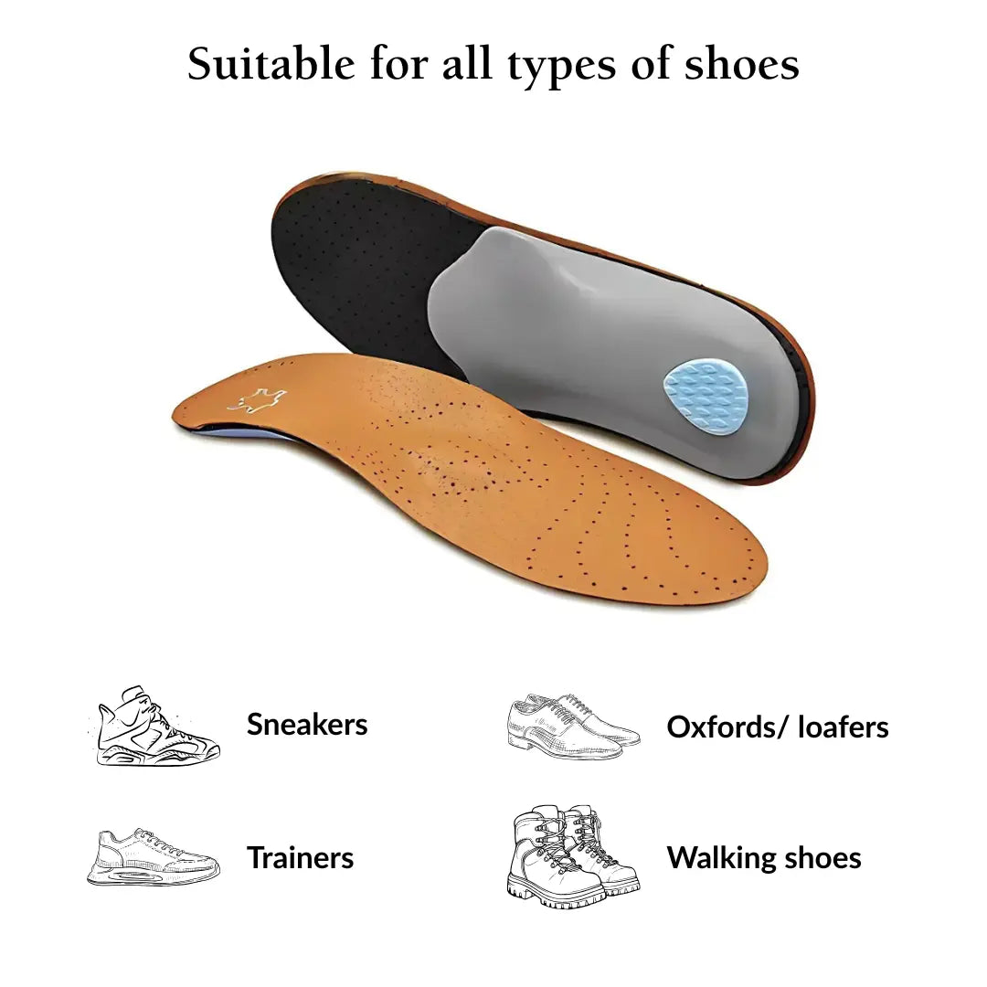 Leather Orthopedic Insoles – Arch Support Shoe Inserts for Knock Knees
