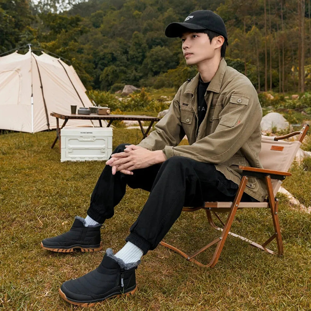 Arv Men’s Snow Boots with Zipper – Waterproof Winter Boots with Fleece