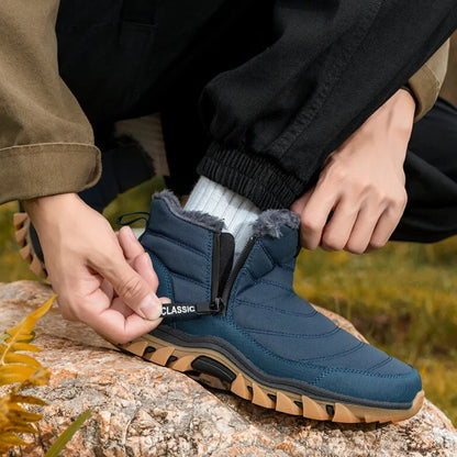 Arv Men’s Snow Boots with Zipper – Waterproof Winter Boots with Fleece
