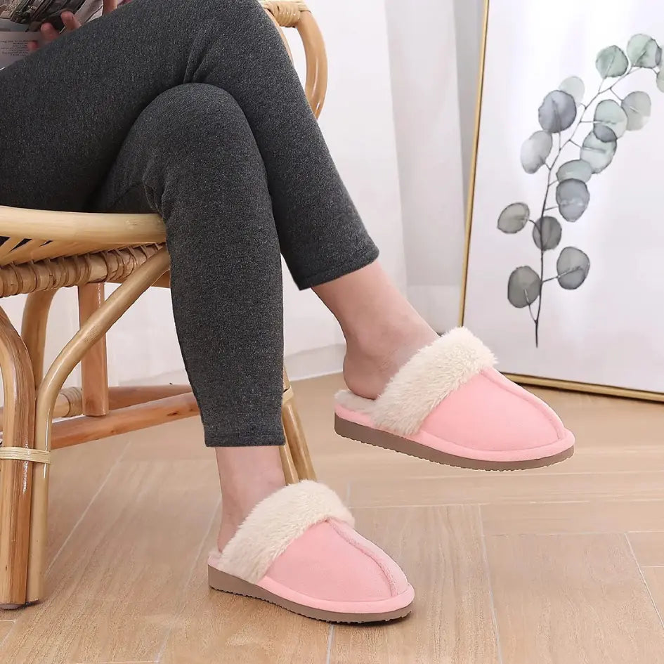 Alex Leather Fur Lined Mule Slippers – Warm Slip On Slippers