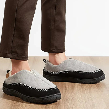 Hugh Men’s Slippers – Warm Fleece Lined Slip On House Shoes