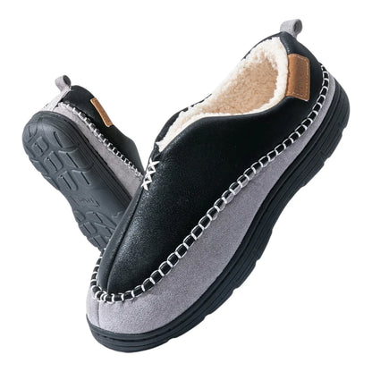 Hugh Men’s Slippers – Warm Fleece Lined Slip On House Shoes