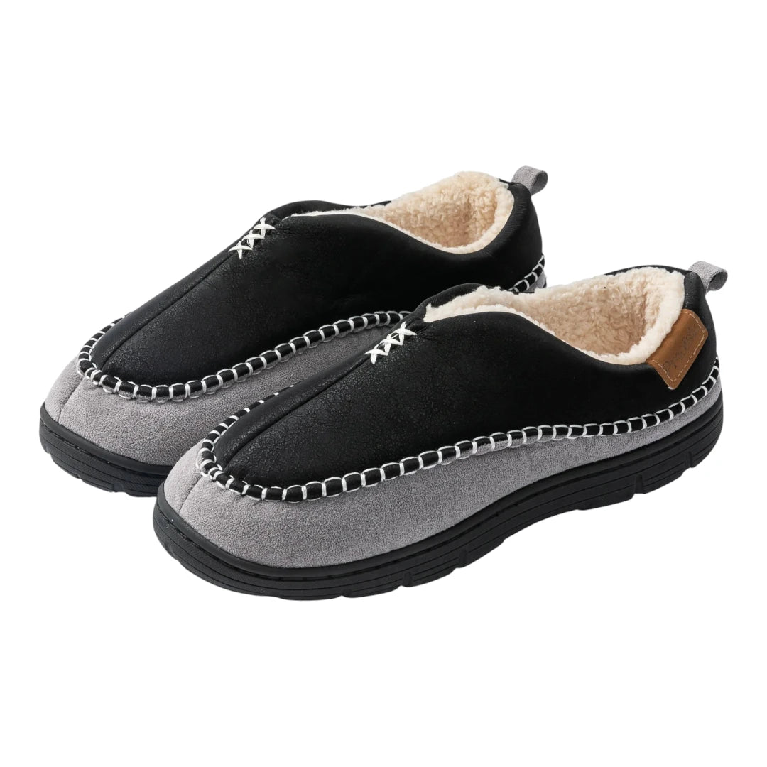 Hugh Men’s Slippers – Warm Fleece Lined Slip On House Shoes