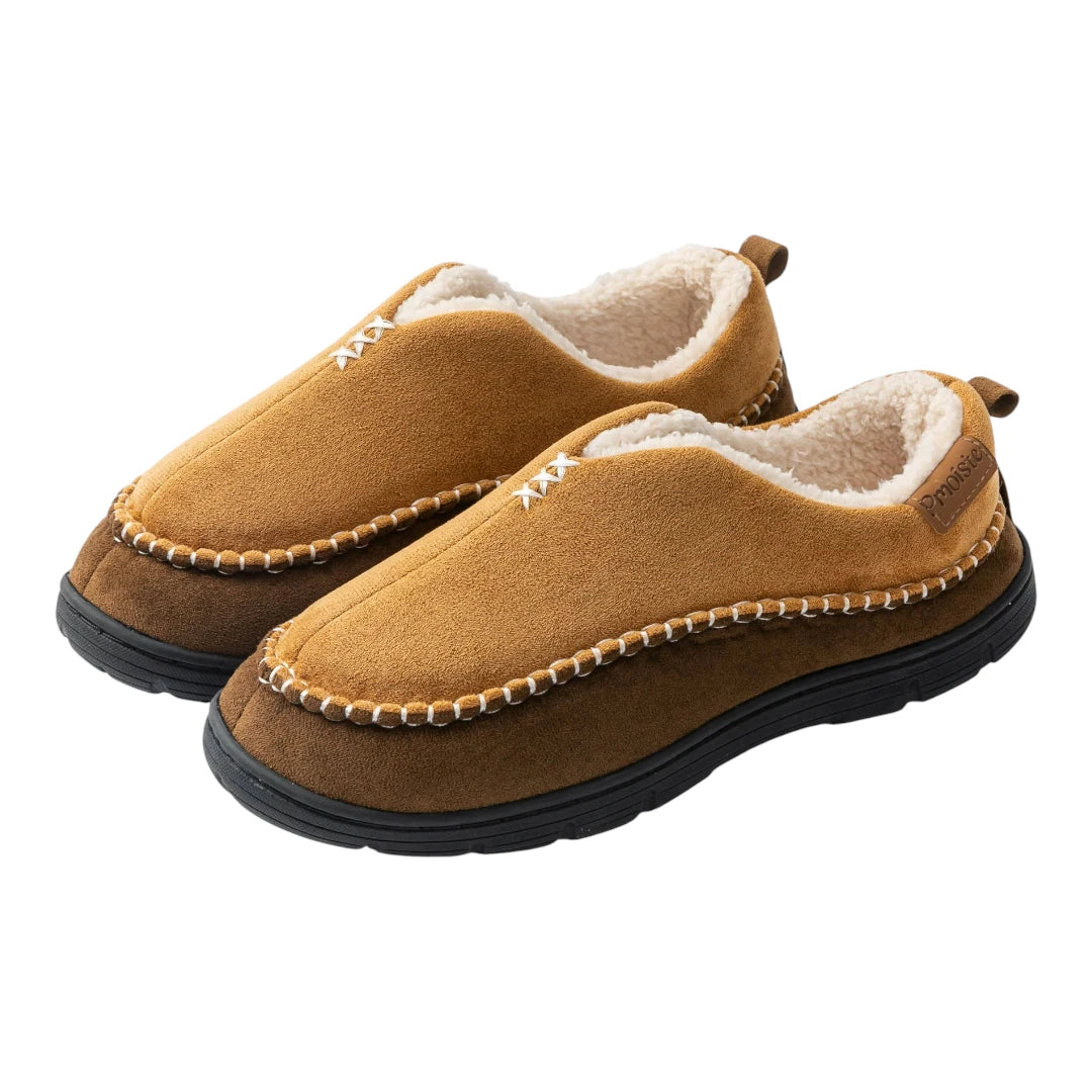 Hugh Men’s Slippers – Warm Fleece Lined Slip On House Shoes