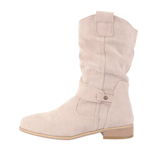 Isabelle Suede Ankle Boots with Zipper – Women’s Low Heel Casual