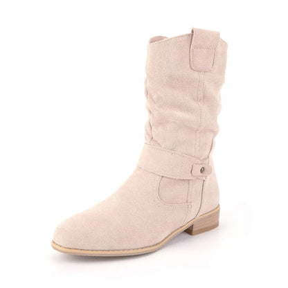 Isabelle Suede Ankle Boots with Zipper – Women’s Low Heel Casual