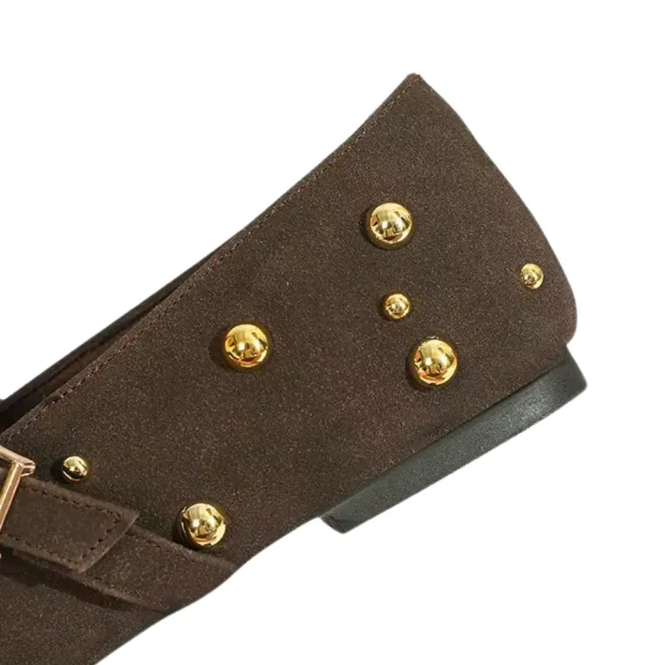 Lola Mary Jane Flats – Suede Studded Ballerina Shoes for Women