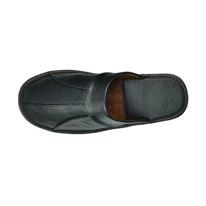 Men’s Leather Mule Slippers – Slip On Indoor Shoes with Anti Slip Sole