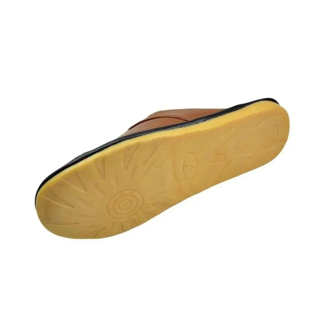 Men’s Leather Mule Slippers – Slip On Indoor Shoes with Anti Slip Sole