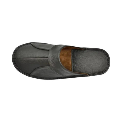 Men’s Leather Mule Slippers – Slip On Indoor Shoes with Anti Slip Sole