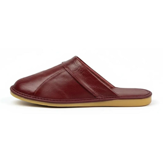 Men’s Leather Mule Slippers – Slip On Indoor Shoes with Anti Slip Sole