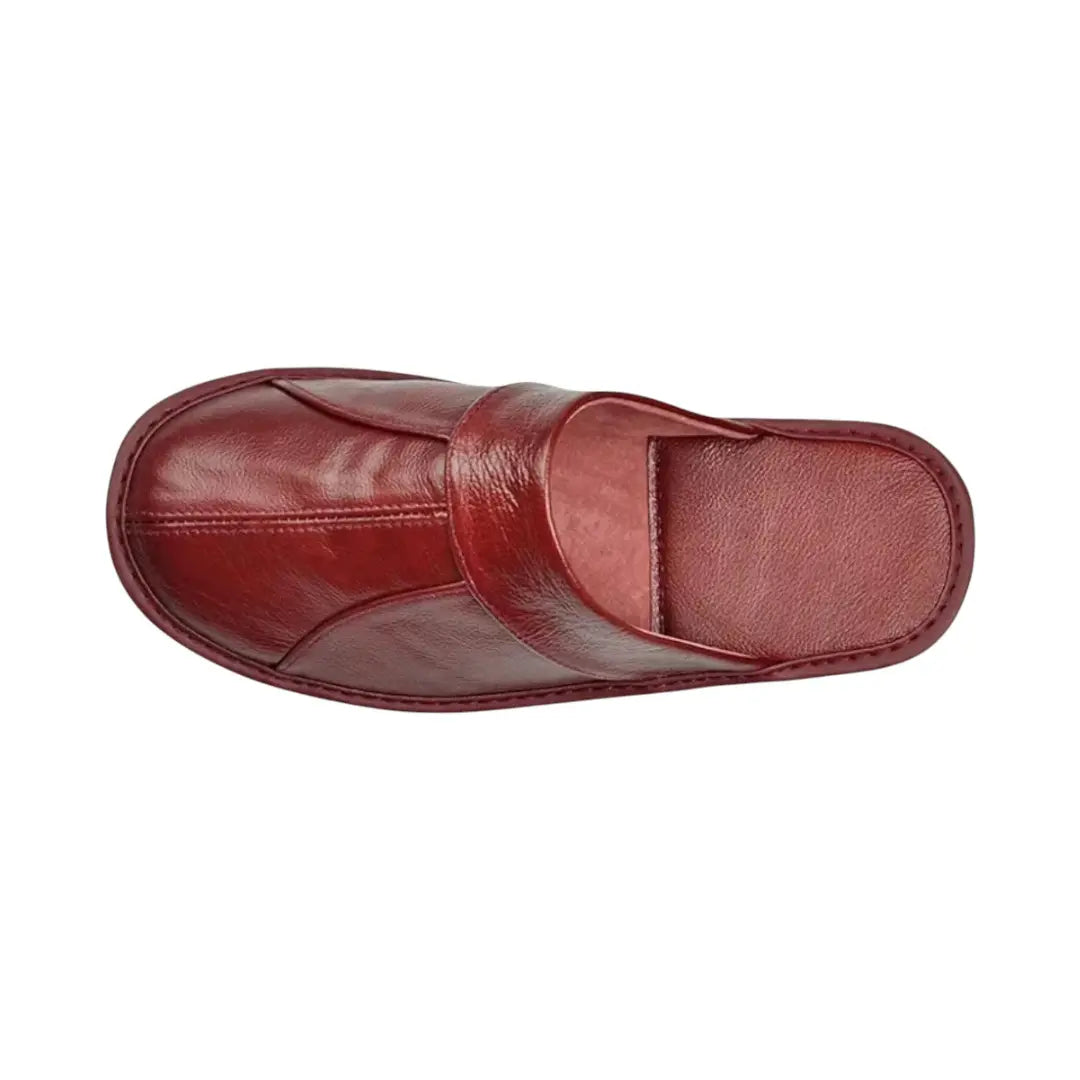 Men’s Leather Mule Slippers – Slip On Indoor Shoes with Anti Slip Sole